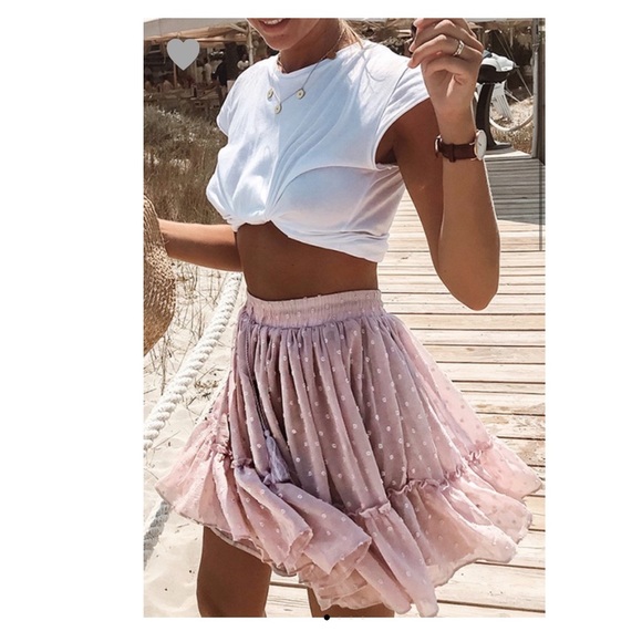 Trindy Clozet Boutique Dresses & Skirts - Blush Dot Tasseled Midi Skirt